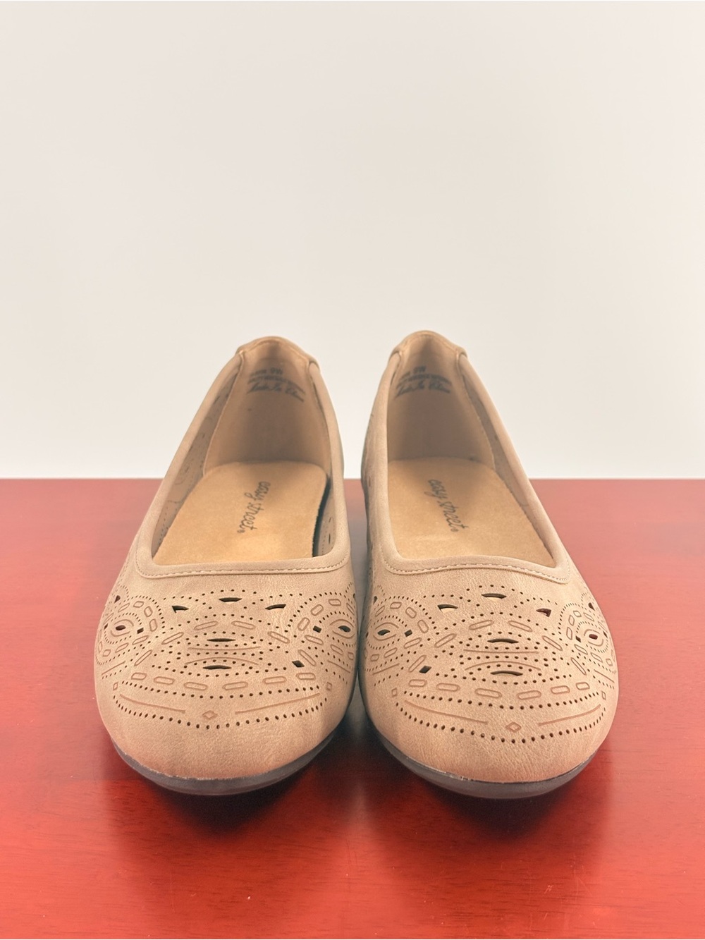 easy street Taupe Laser-Cut Slip-On Flats